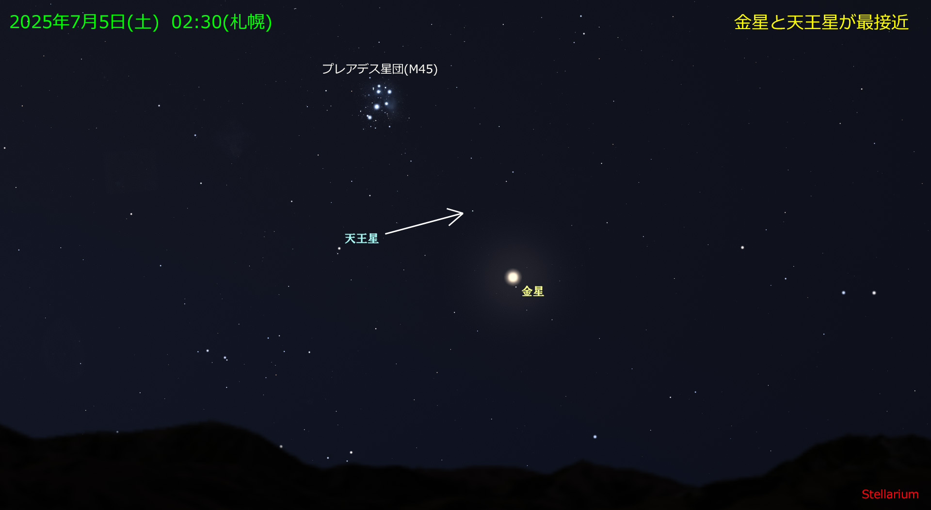 金星と天王星が最接近