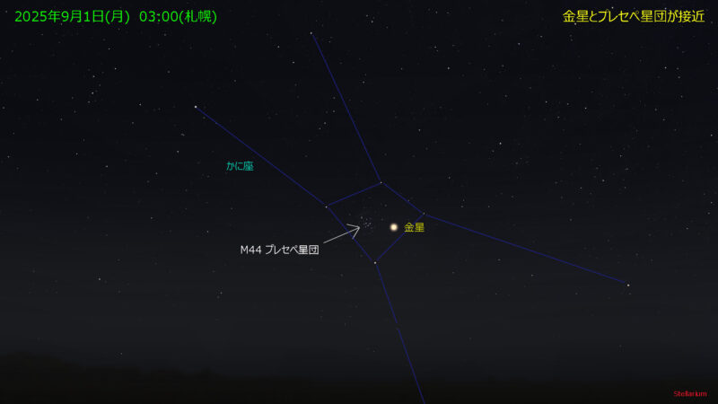金星とプレセぺ星団が接近